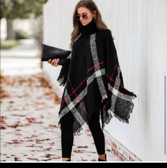 NWT Plaid Poncho - Picture 2 of 5